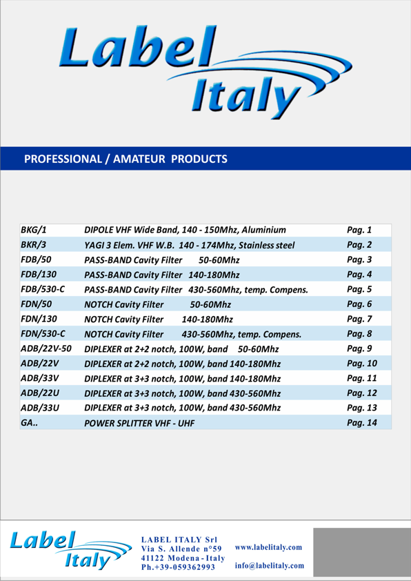 label italy telecommunications